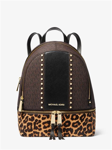 michael kors rhea leopard print backpack